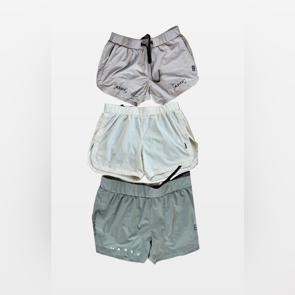 ASRV Taupe Performance Shorts with Black Accents
